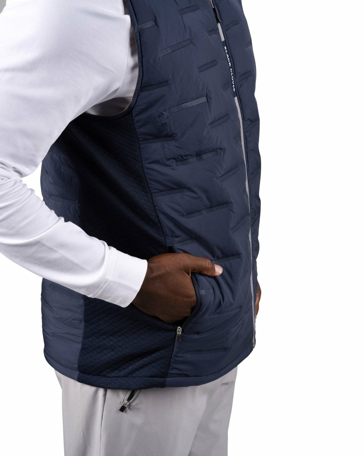 Black Clover Trendy Men's Navy Blue Golf Vest for Everyday Style