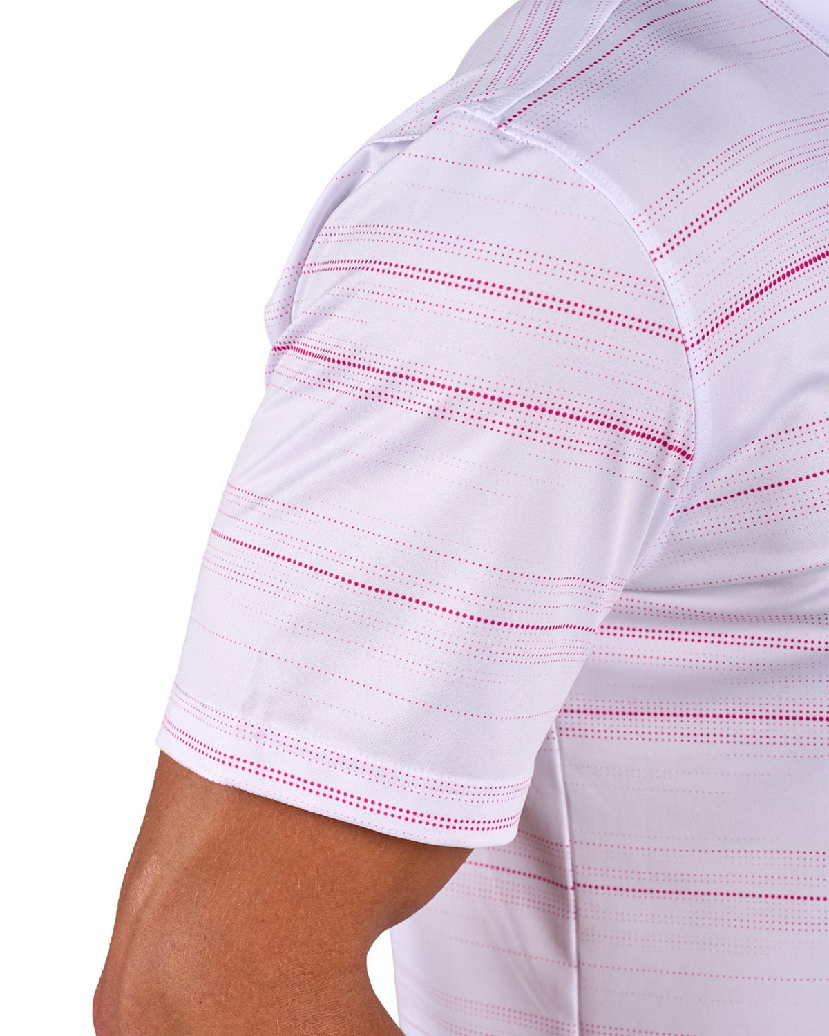 Black Clover Men's White Versatile Pink Dotted Polo for Golf or Business
