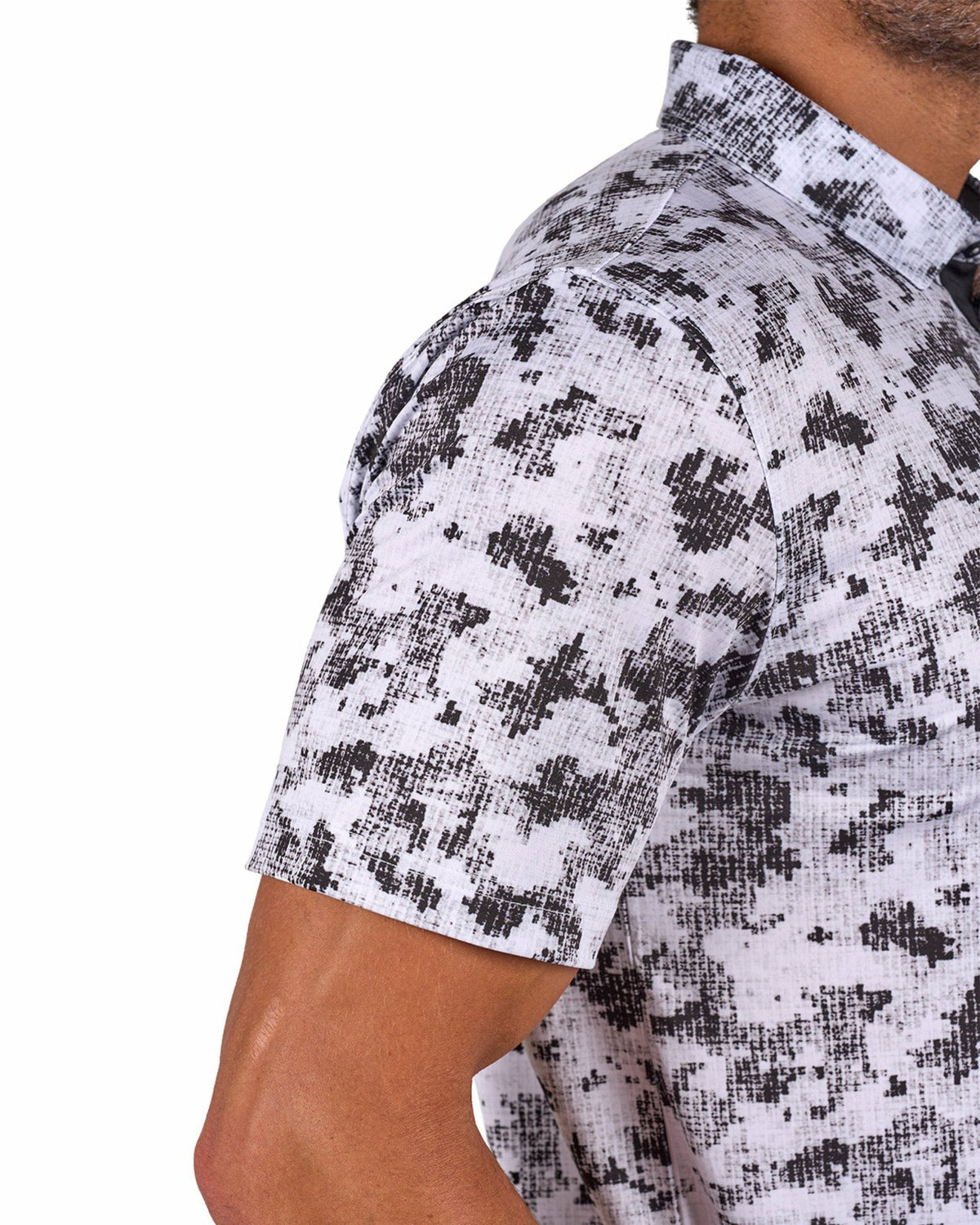 Black Clover Men's Versatile Black and White Smoke-Themed Polo