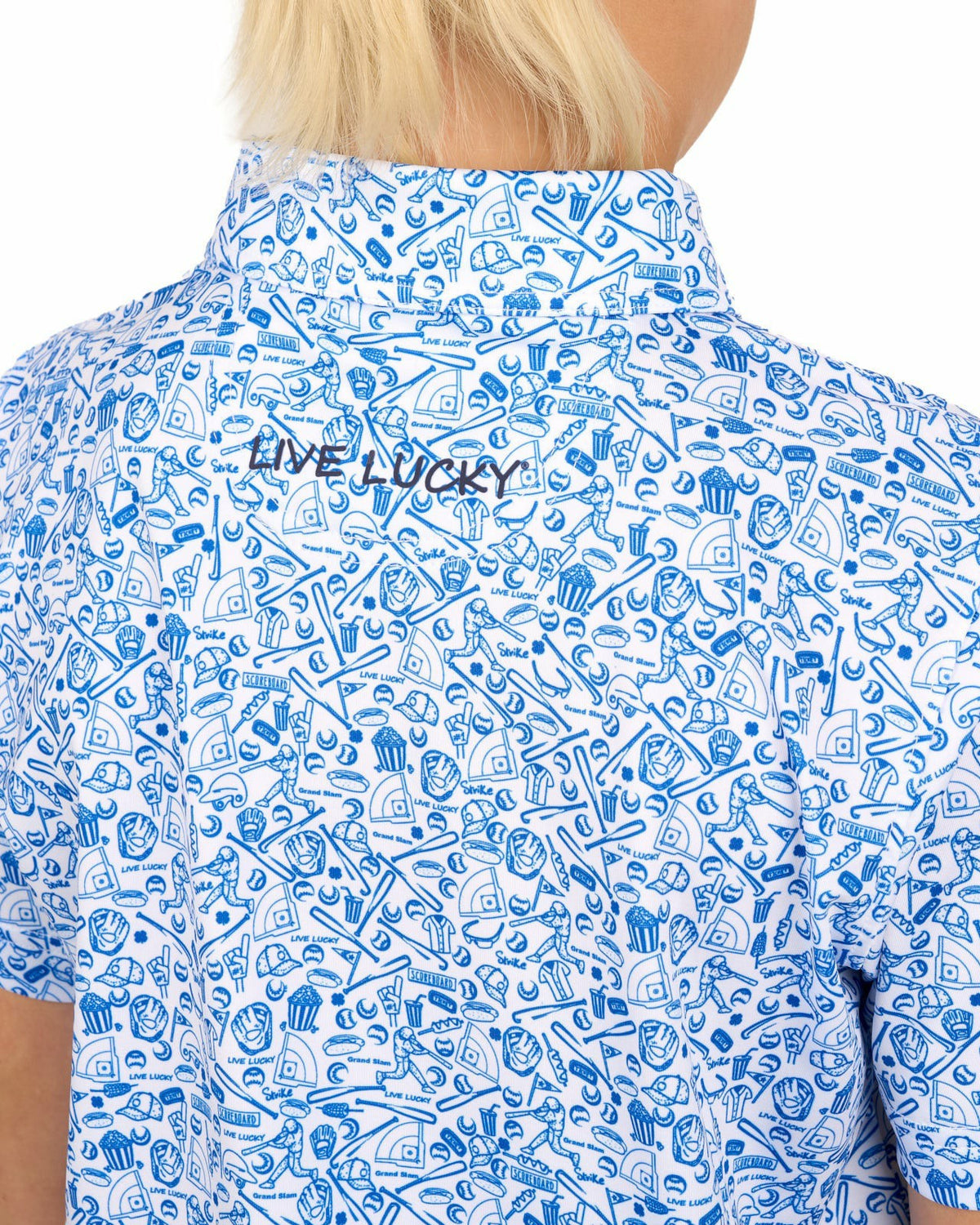 Black Clover Playful Kids' Baseball Themed Blue Polo