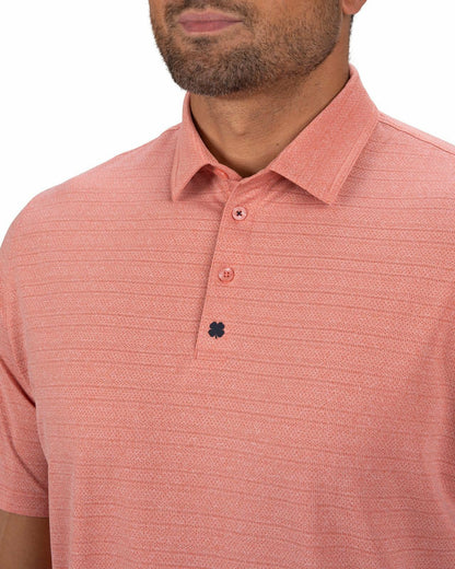 Black Clover Dark Orange Jacquard Textured Polo for Golf or Business