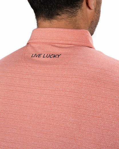 Black Clover Dark Orange Jacquard Textured Polo for Golf or Business
