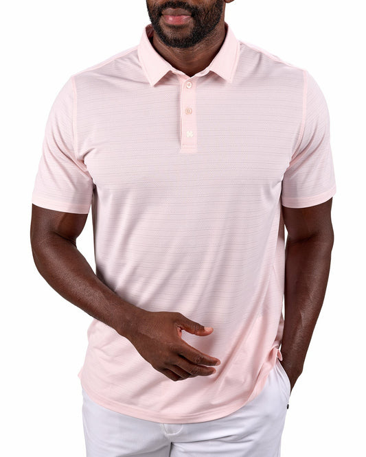 Black Clover Light Pink Jacquard Textured Polo for Golf or Business