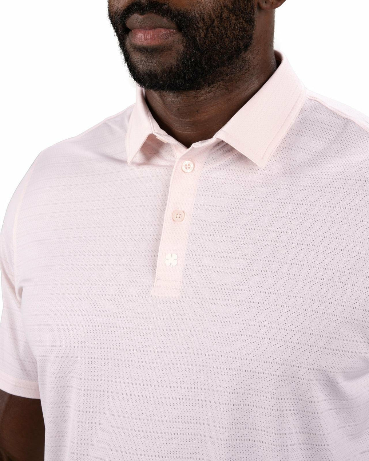 Black Clover Light Pink Jacquard Textured Polo for Golf or Business