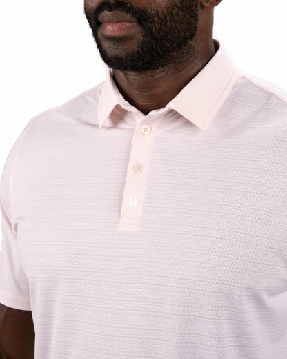 Black Clover Light Pink Jacquard Textured Polo for Golf or Business