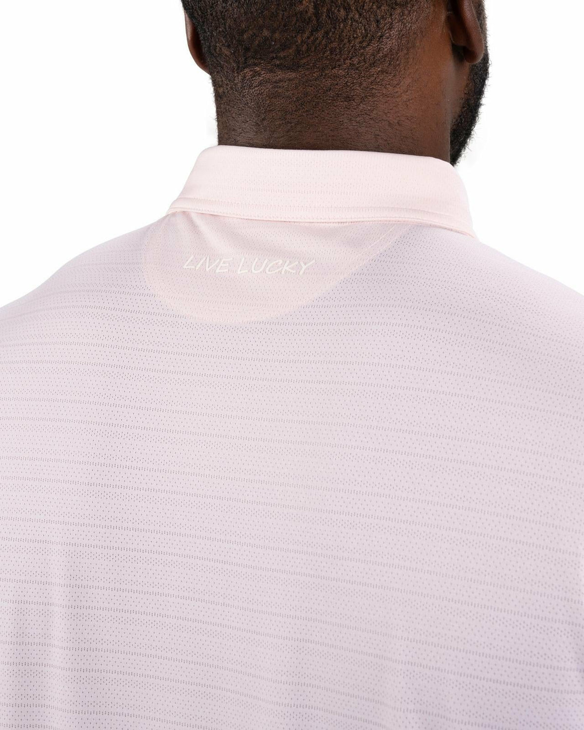 Black Clover Light Pink Jacquard Textured Polo for Golf or Business