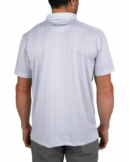 Black Clover Men's Green and White Personality Golf Polo with Diamond Design