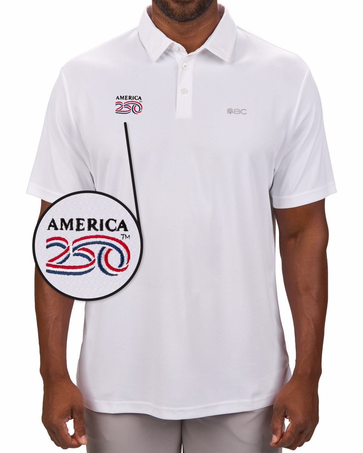 Black Clover Men's Solid White Golf Polo - America 250th Edition