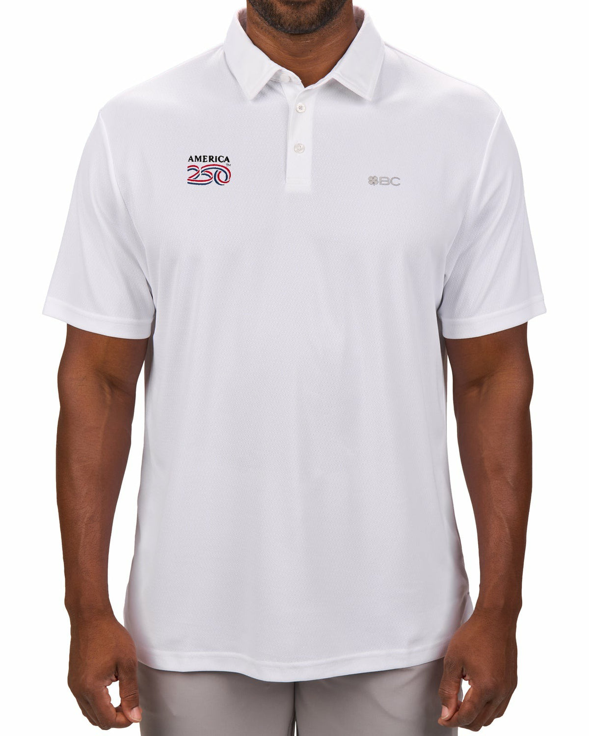 Black Clover Men's Solid White Golf Polo - America 250th Edition