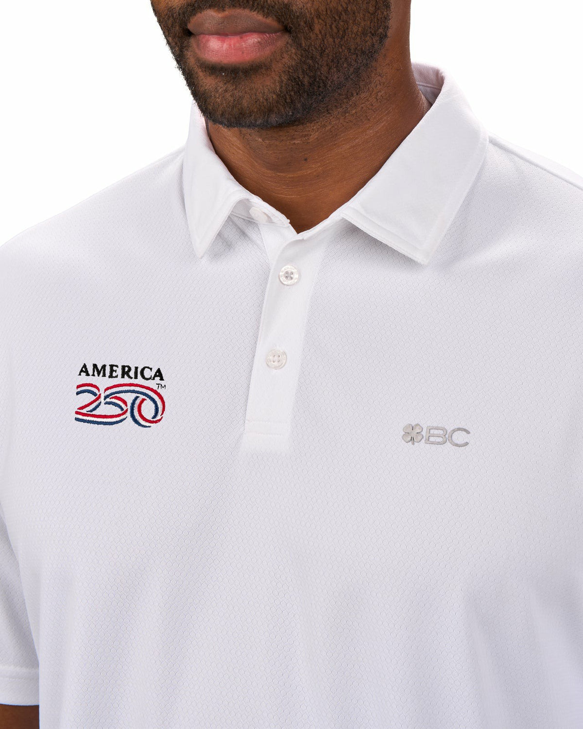 Black Clover Men's Solid White Golf Polo - America 250th Edition