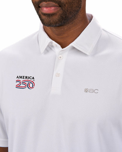 Black Clover Men's Solid White Golf Polo - America 250th Edition