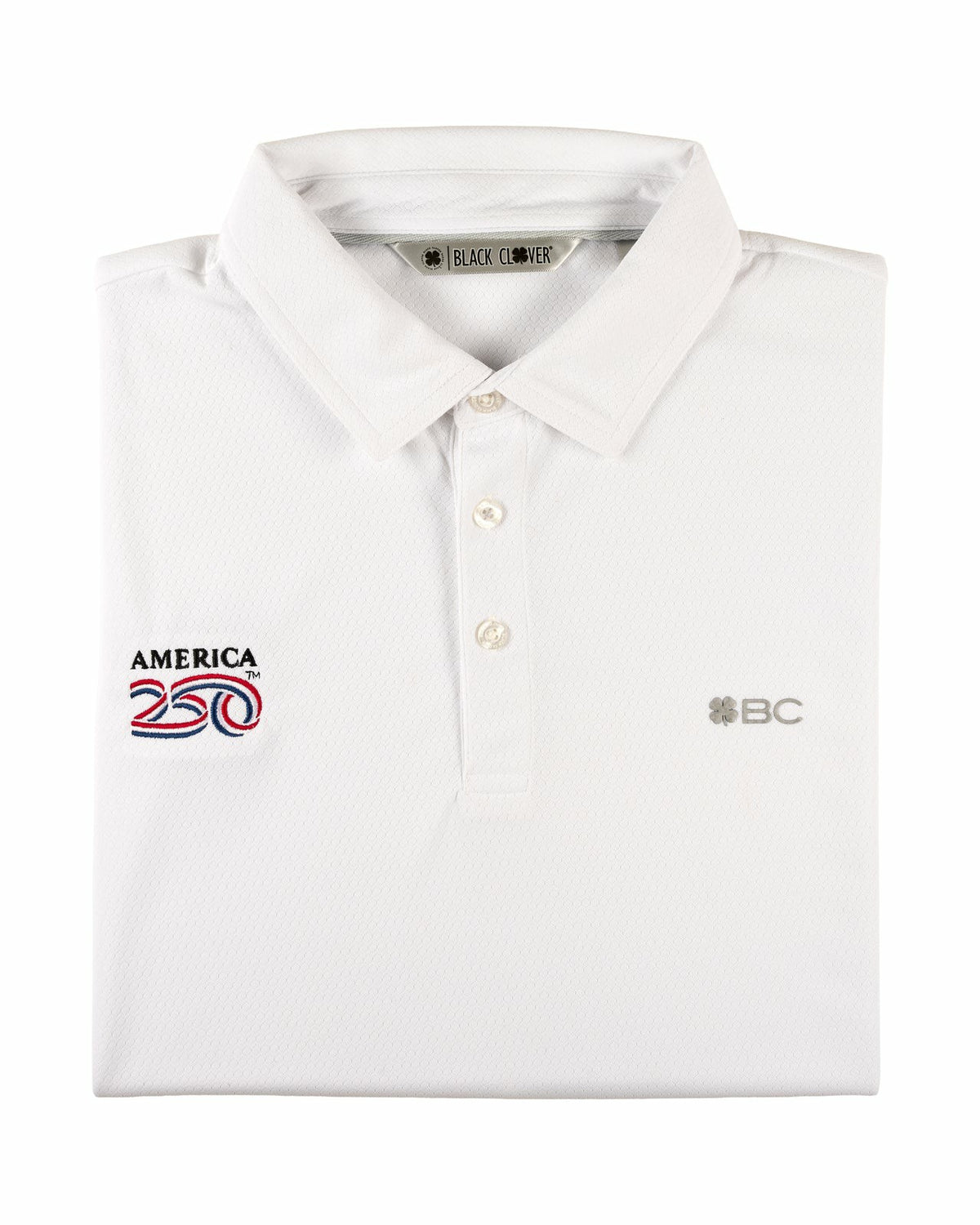Black Clover Men's Solid White Golf Polo - America 250th Edition
