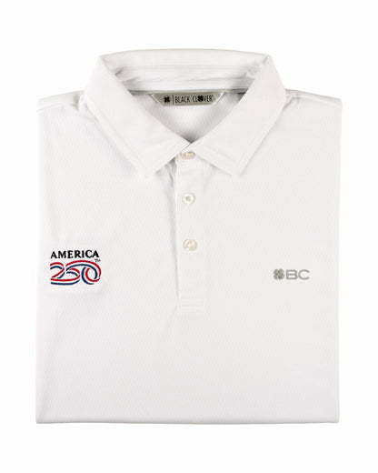 Black Clover Men's Solid White Golf Polo - America 250th Edition