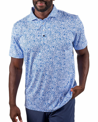 Black Clover Men's Blue Baseball Themed Polo for Golf or Everyday Style