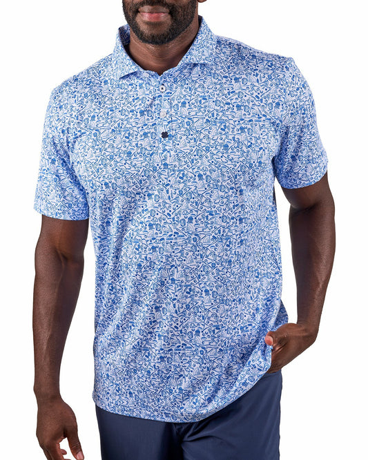 Black Clover Men's Blue Baseball Themed Polo for Golf or Everyday Style
