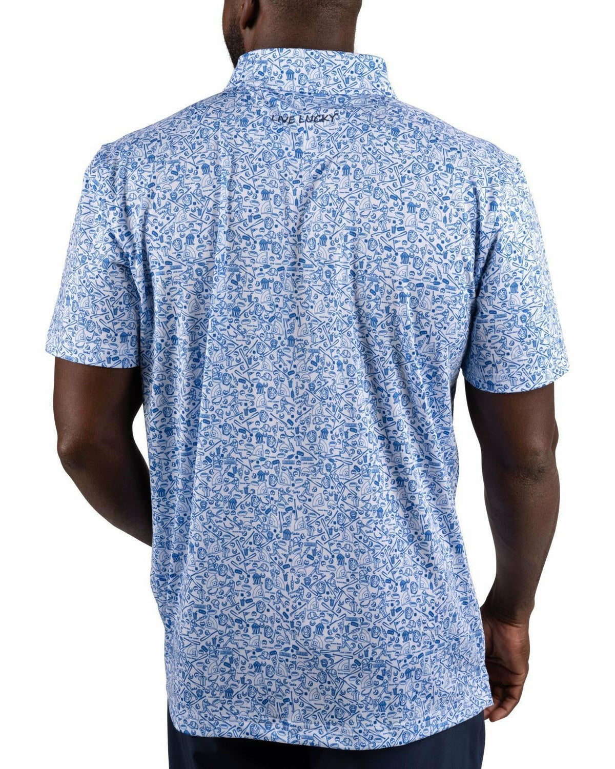 Black Clover Men's Blue Baseball Themed Polo for Golf or Everyday Style