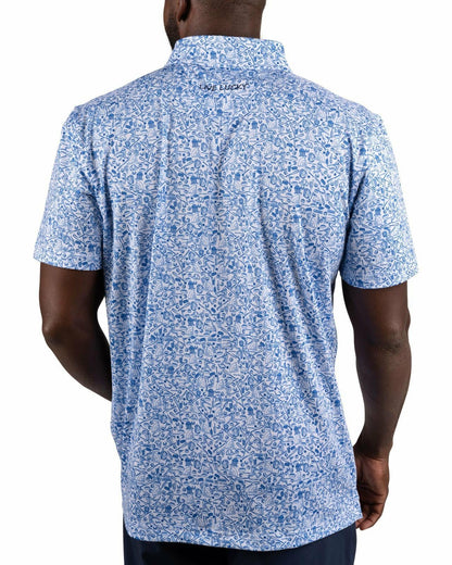 Black Clover Men's Blue Baseball Themed Polo for Golf or Everyday Style
