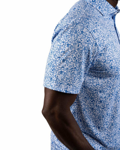 Black Clover Men's Blue Baseball Themed Polo for Golf or Everyday Style