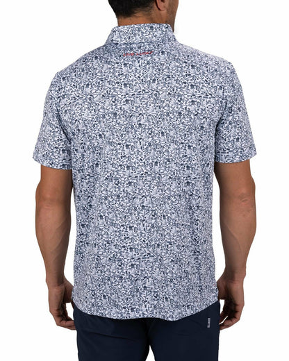 Black Clover White and Blue Men's Baseball Themed Polo for Golf or Everyday Style