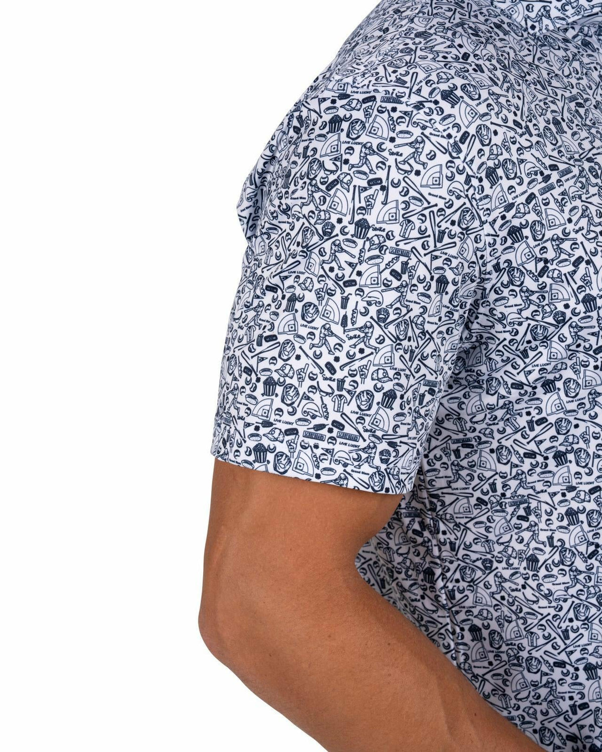 Black Clover White and Blue Men's Baseball Themed Polo for Golf or Everyday Style