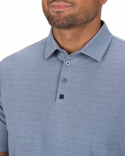 Black Clover Blue Jacquard Textured Polo for Golf or Business
