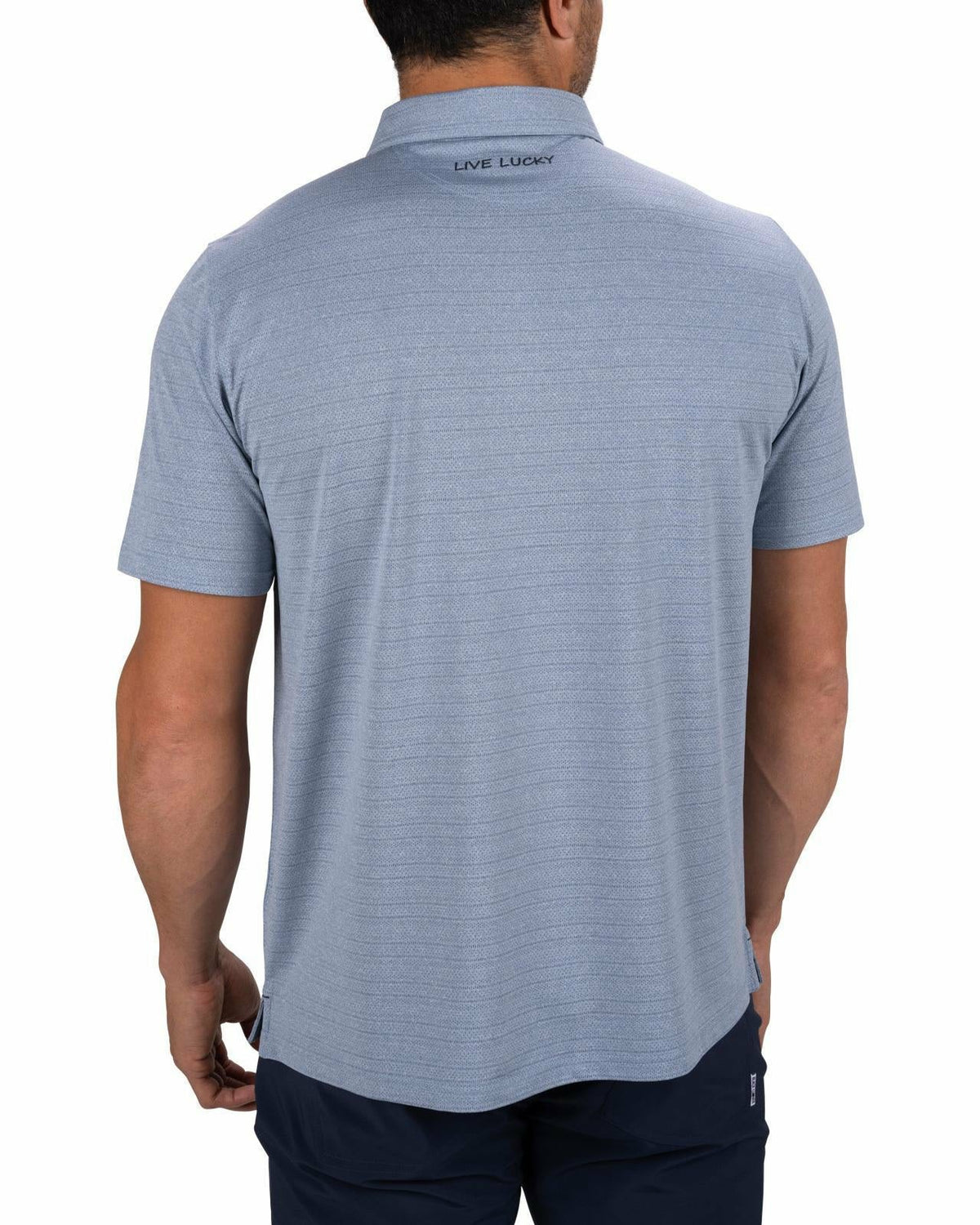 Black Clover Blue Jacquard Textured Polo for Golf or Business