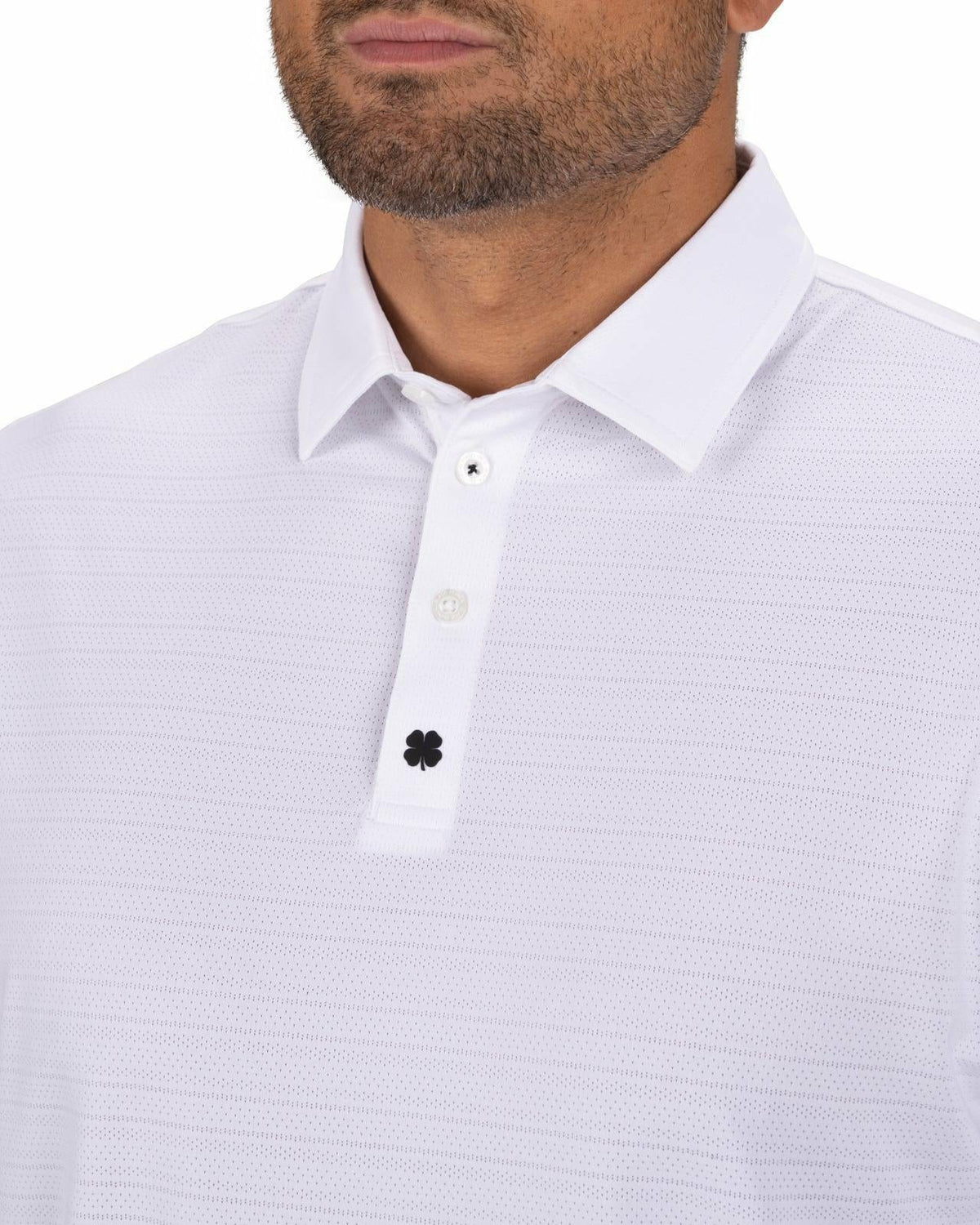Black Clover White Jacquard Textured Polo for Golf or Business
