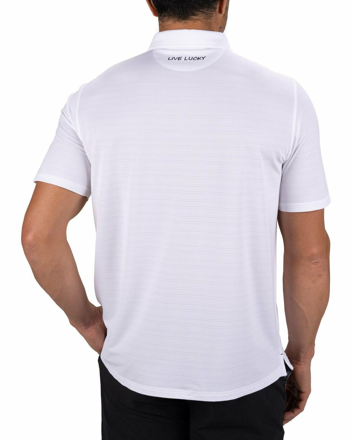 Black Clover White Jacquard Textured Polo for Golf or Business