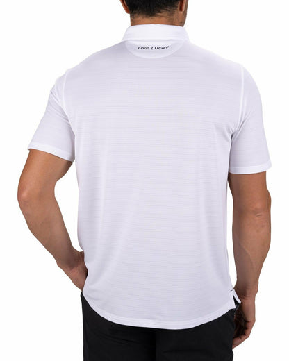 Black Clover White Jacquard Textured Polo for Golf or Business
