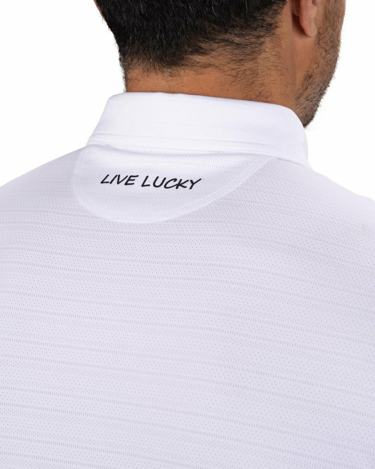 Black Clover White Jacquard Textured Polo for Golf or Business