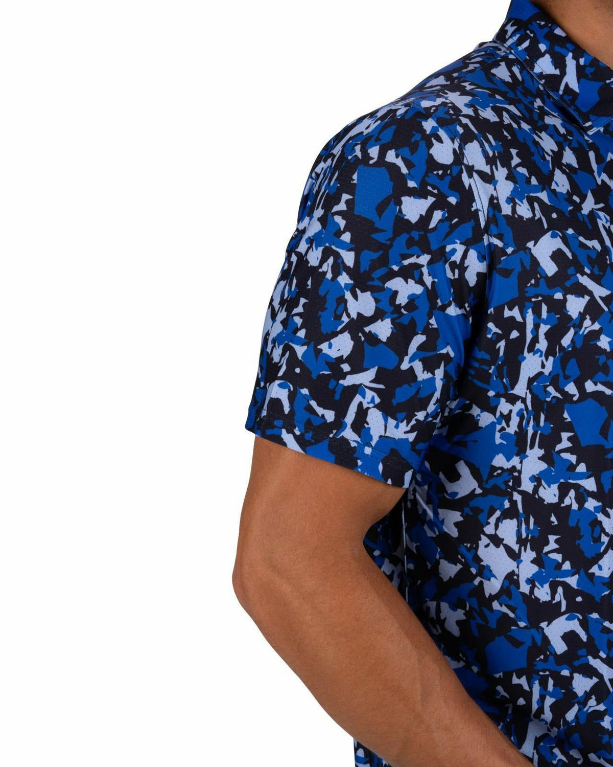 Black Clover Modern Black and Blue Camo Patterned Golf or Business Polo