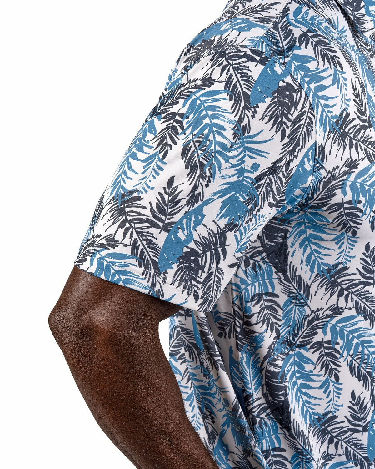 Black Clover Blue and White Tropical Print Polo for Golf or Business