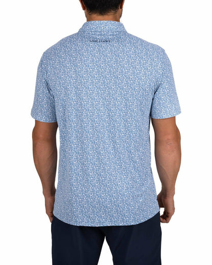 Black Clover Men's Stylish Floral Teal Blue Polo for Golf or Business