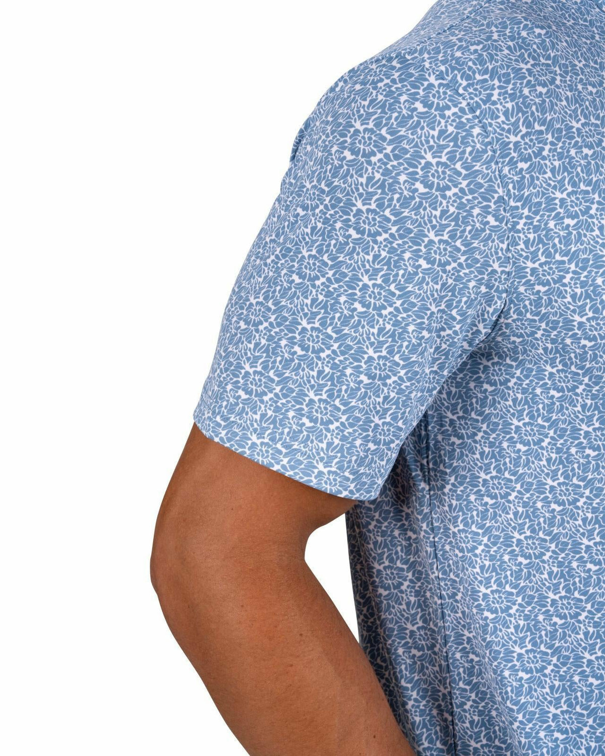 Black Clover Men's Stylish Floral Teal Blue Polo for Golf or Business