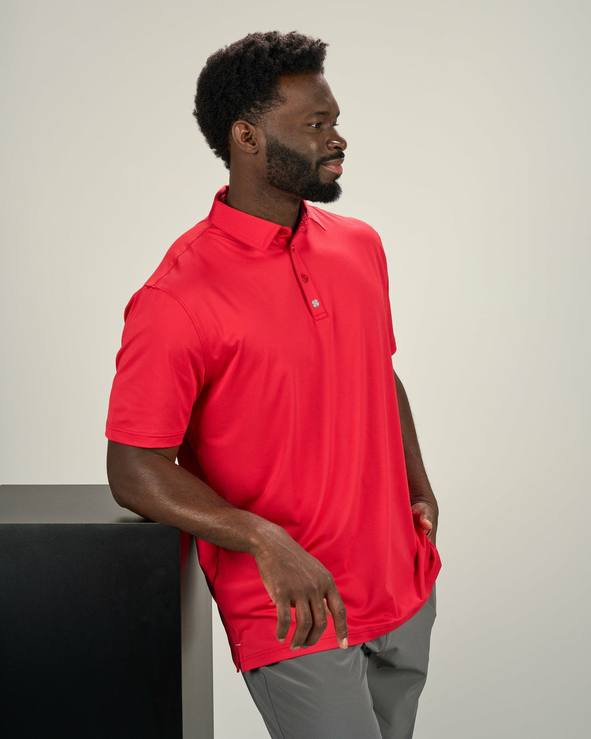 Black Clover Men's Red Soft Performance Polo for Golf or Business