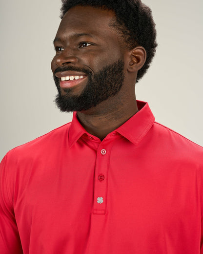 Black Clover Men's Red Soft Performance Polo for Golf or Business