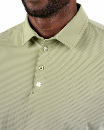 Black Clover Men's Beige Mesh Performance Polo for Golf or Business
