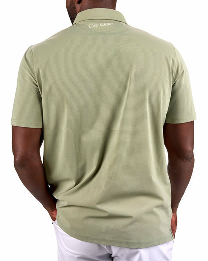 Black Clover Men's Beige Mesh Performance Polo for Golf or Business