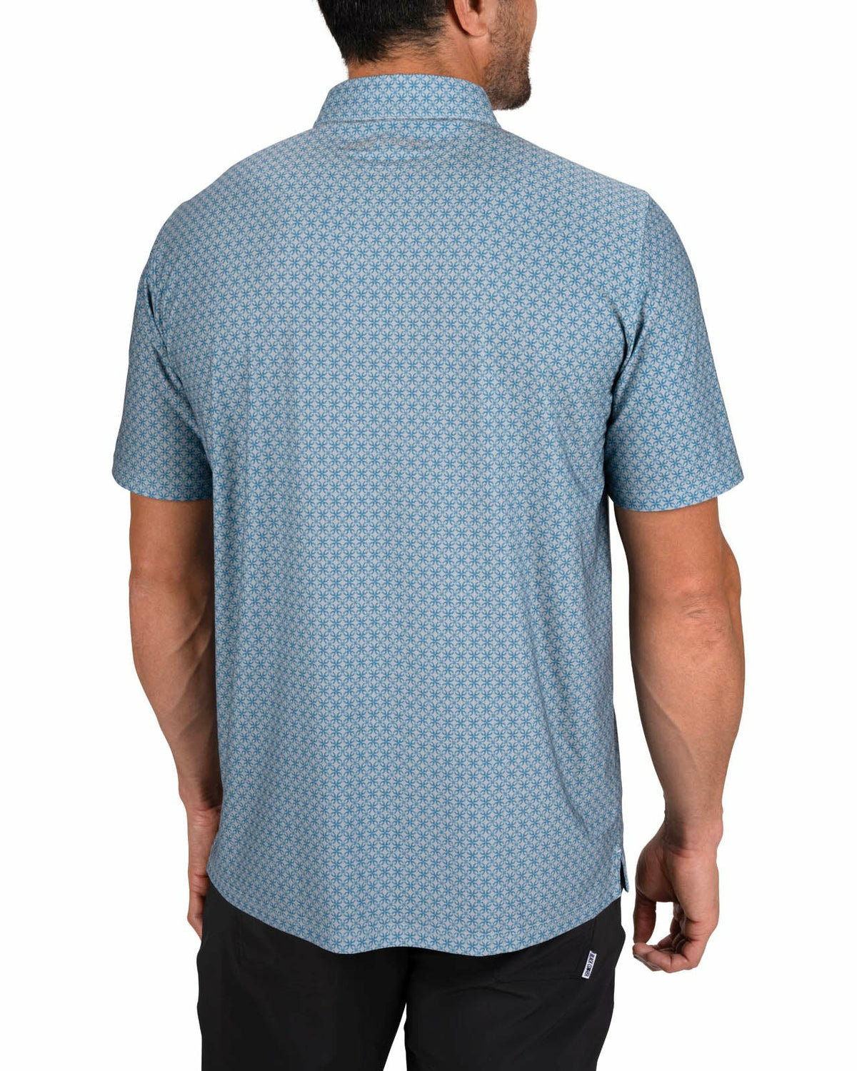 Black Clover Men's Teal Blue Golf Polo with Floral Pattern