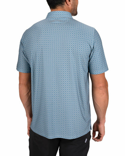 Black Clover Men's Teal Blue Golf Polo with Floral Pattern
