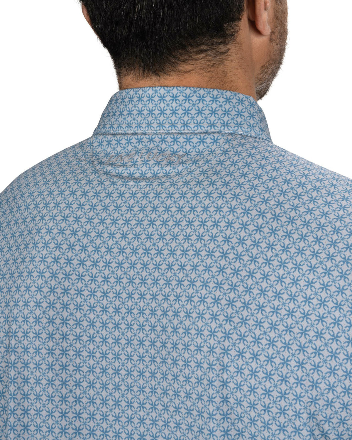 Black Clover Men's Teal Blue Golf Polo with Floral Pattern