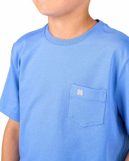 Black Clover Lightweight Luxury Short-Sleeved Blue Kids' Pocket Tee For Golf or Play
