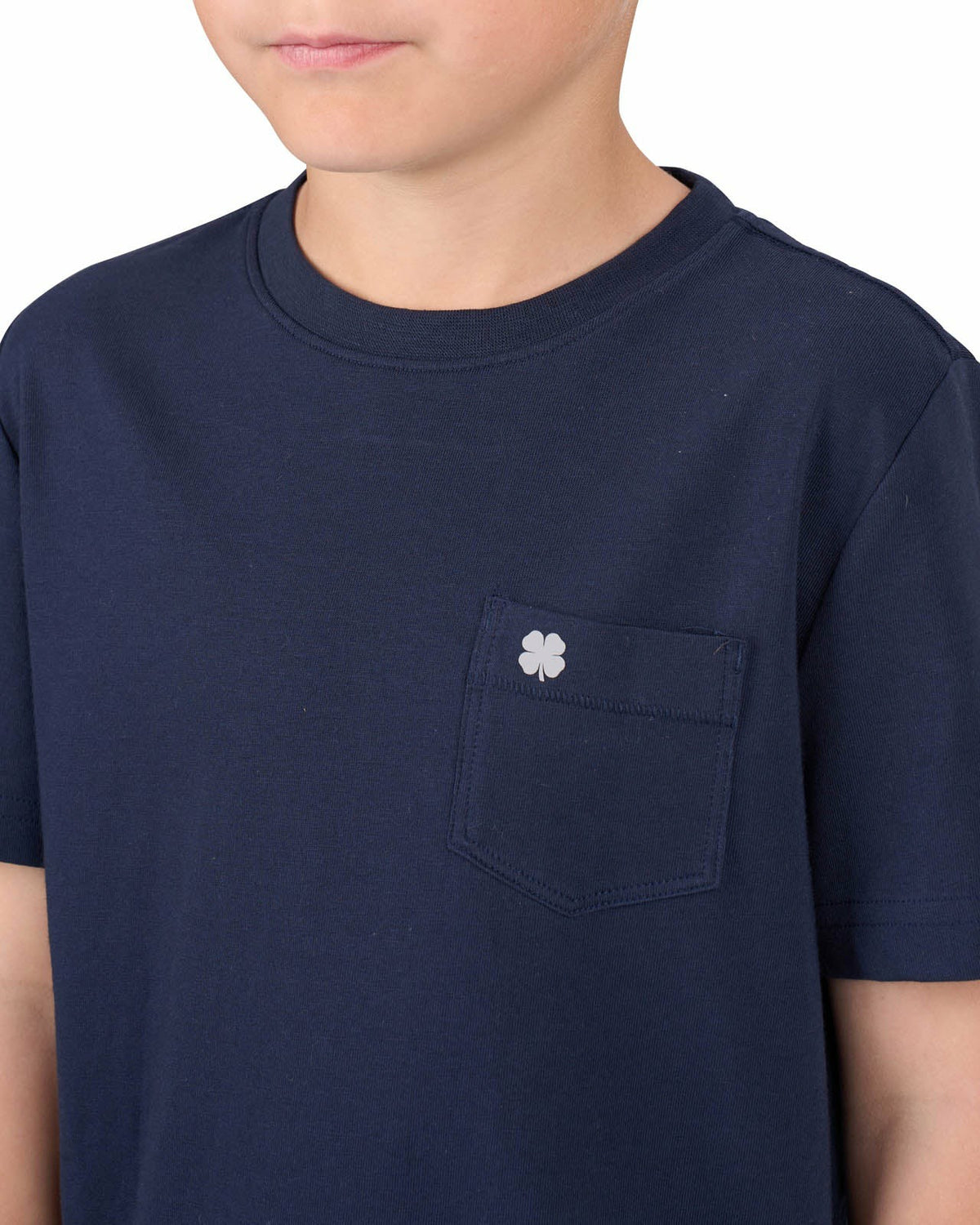Black Clover Lightweight Luxury Short-Sleeved Navy Blue Kids' Pocket Tee For Golf or Play