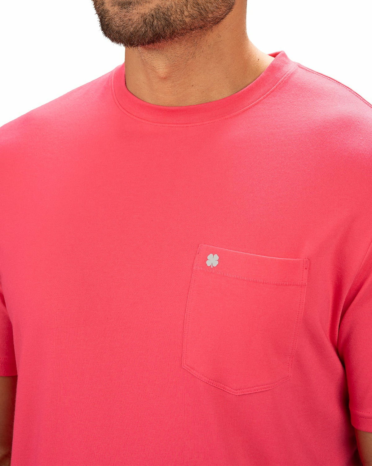 Black Clover Lightweight Luxury Short-Sleeved Bright Pink Men's Pocket Tee