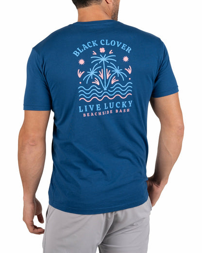 Black Clover Tropical Men's Blue Graphic Tee with Beach Logo