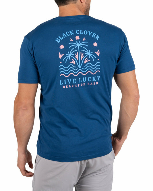 Black Clover Tropical Men's Blue Graphic Tee with Beach Logo