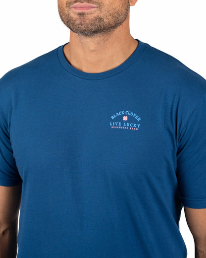 Black Clover Tropical Men's Blue Graphic Tee with Beach Logo