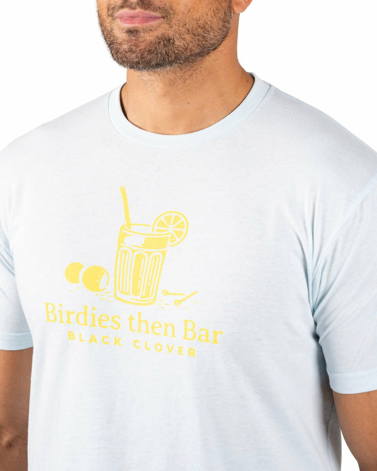 Black Clover Playful Men's Blue and Yellow Graphic Tee for Golf