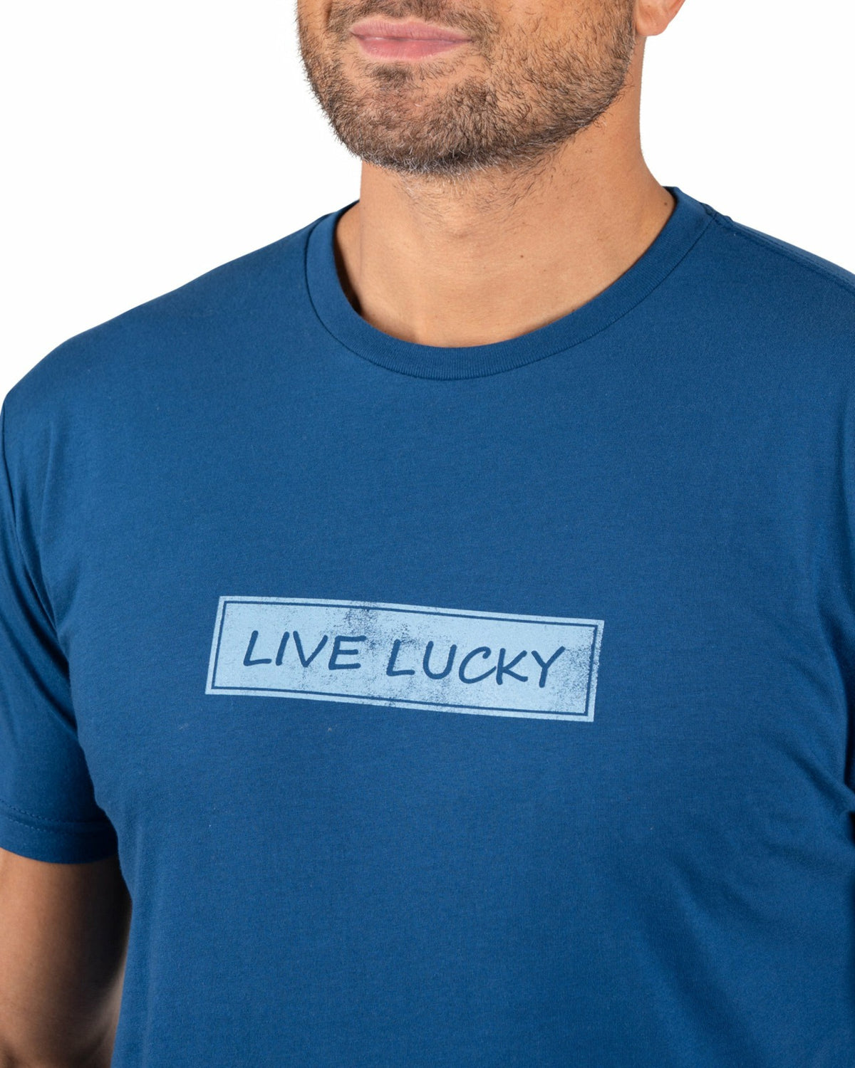 Black Clover Super Soft Men's Blue Graphic Tee with Live Lucky Logo