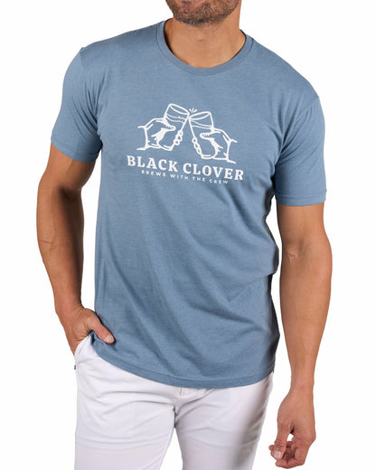 Black Clover Playful Men's Light Blue Graphic Tee for Golf